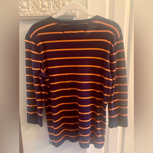 Ralph Lauren Navy and Orange Striped Shirt - Picture 5 of 7